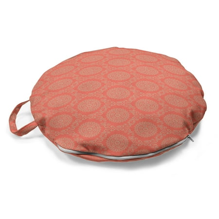 

Ethnic Round Floor Cushion with Handle Monochrome Illustration Along Oriental Flowers Ornaments in Boho Style Art Decorative Pillow for Living Room & Dorms 18 Round Salmon and Tan by Ambesonne