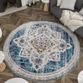thumbnail image 7 of Bliss Rugs Bohemian Traditional Medallion Round Rug for Living Room, Dining Room | Blue, 5'3''Round, 7 of 7
