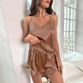 thumbnail image 3 of Pijama sexy de seda de hielo con tirantes, traje de verano de dos piezas para mujer, pantalones cortos, ropa de hogar para mujer, 3 of 6