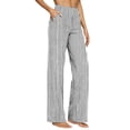 thumbnail image 3 of Horkkom Womens Linen Pants Elastic Waist Straight Leg Pants Summer Casual Vacation Beach Pants with Pockets M, 3 of 6