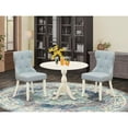 thumbnail image 2 of HomeStock 3 Piece Dining Table Set Contains a Round Dining Room Table with Dropleaf and 2 Blue Linen Fabric Upholstered Kitchen Chairs, 42x42 Inch,Linen White, 2 of 5