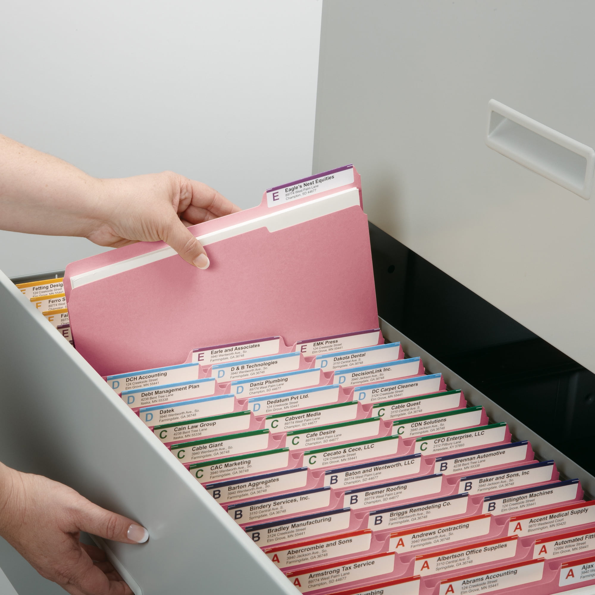 Smead 17634 File Folders, 1/3 Cut, Reinforced Top Tab, Legal, Pink,100/Box
