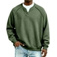 thumbnail image 2 of Qwertyu Men's Waffle Long Sleeve Shirts V-Neck Thermal Undershirt Base Layer Tops Winter Knit Pullover Sweaters Army Green S, 2 of 7