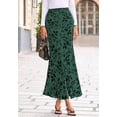 thumbnail image 2 of BTFBM Womens Floral Mesh Maxi Skirt Fall Elastic High Waisted Boho Elegant Mermaid Long Skirts for Women, 2 of 7