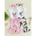 thumbnail image 3 of Gzhioc Infant Baby Girl Spring Outfit 0 3 6 12 18 Months Crew Neck Short Sleeve Deer Embroidery Romper and Elastic Waist Camouflage Print Clothes Set, 3 of 9