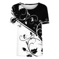 thumbnail image 5 of NSLGXD Womens T Shirts Summer Round Neck Short Sleeve Shirts Cute Graphic Tees Breathable Vacation T Shirts S-2XL Black Tops, 5 of 5
