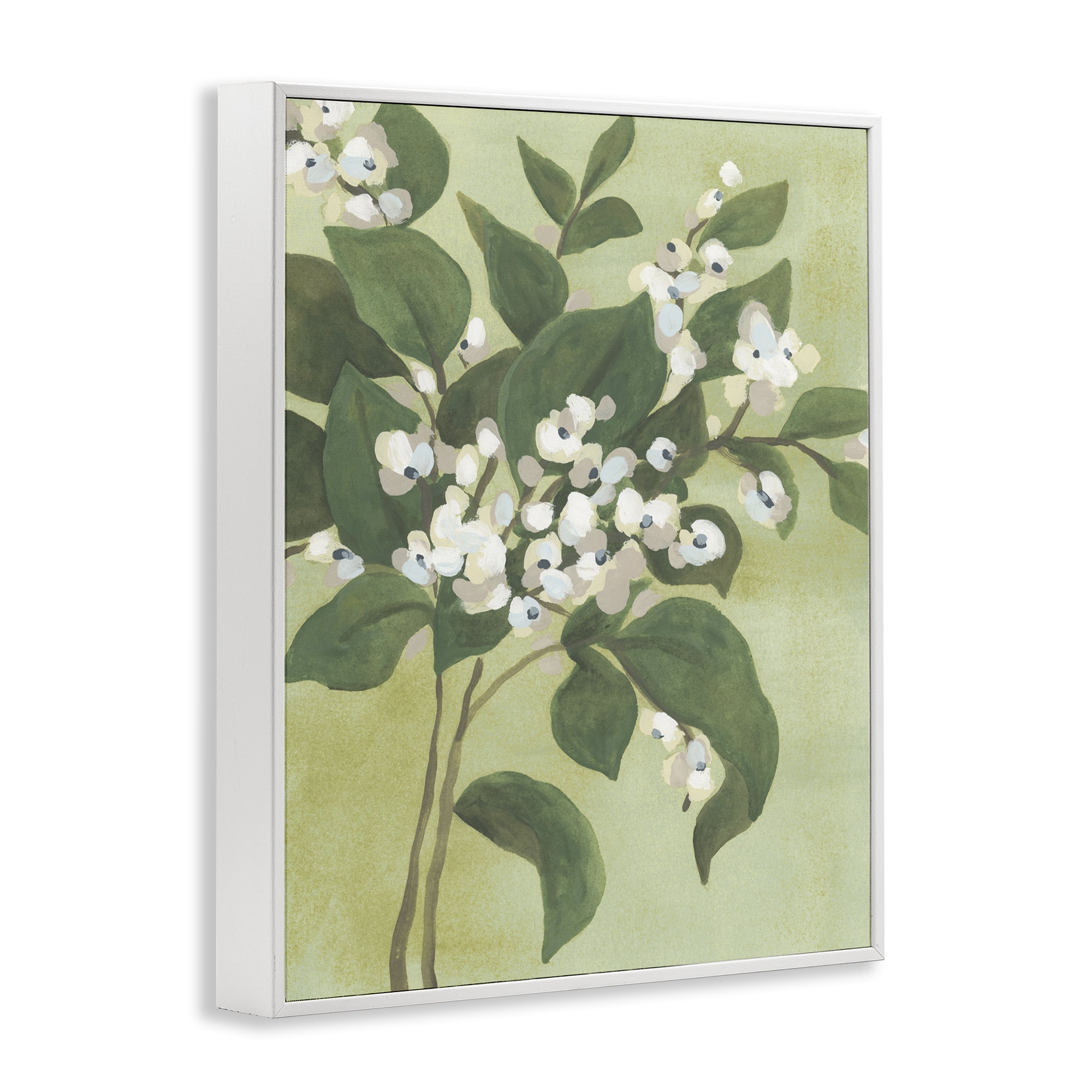 Stupell Industries Verdant Branch Blossoms White Framed Giclee Art, design by June Erica Vess