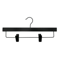 Nahanco 14" NAHANCO SlimLine Wooden Pant/Skirt Hanger With Padded Clips - Black With Black Hardware