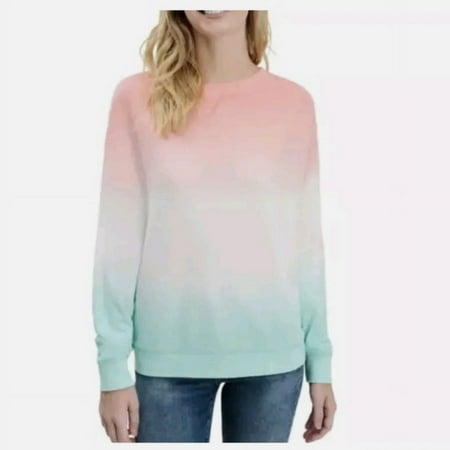 Splendid Womens Tie Dye Sweatshirt,Peach/Teal Dip Dye,M