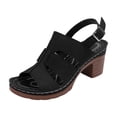 thumbnail image 3 of Women's Chunky Heel Cutout Sandals, Wide Width Open Toe Summer Heels for Women, Adjustable Buckle Casual Dress Sandals, Non-Slip Outdoor Walking Shoes, 3 of 10