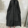 thumbnail image 5 of IBTOM CASTLE Muslim Chiffon Abaya for Women Open Front Cardigan Modest Dress with Hijab Scarf Middle East Arabian Robe Islamic Long Dress M Black, 5 of 8