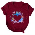 thumbnail image 3 of Gibobby Playera de Manga Corta con Cuello Redondo Mujeres Casual Top Camisas Corazón Impreso Camiseta Manga Corta Suelta Temperamento Camiseta O-cuello Top Camisa(Vino,G), 3 of 5