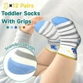 thumbnail image 2 of Non-Slip Baby Socks With Grips 12 Pairs Anti Slip Cartoon Toddler Socks For 6-12 Month Infant 1-7 Years Boys Kids, 2 of 5