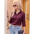 thumbnail image 2 of MOYIKO Button Down Shirts for Women Long Sleeve Stain Silk Collared Work Office Basic Business Dress Shirts Blouses Tops, 2 of 7