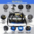 thumbnail image 3 of 18 Inch Open Top Tool Bag, Tool Bags for Men with 30 Pockets, 1680D Waterproof Fabric, Foldable Electrician Tool Bag with Rotating Handle, Reflective Tool Organizer for Men, Blue, 3 of 7