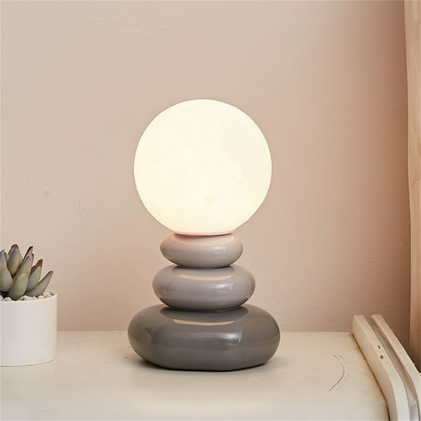 Lámpara de Mesa de Piedra Laminada para Dormitorio, Cama, Romántica, de Alta Decoración, de Cerámica, Pequeña.