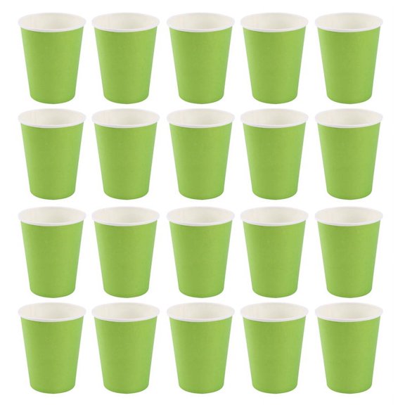 Qtmnekly 20 Paper Cups (9oz) - Plain Solid Colours Birthday Tableware Catering(green) Paper Green