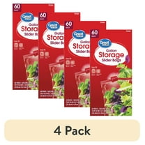 (4 pack) Great Value Fresh Seal Slider Zipper Bags, Gallon Storage, 60 Count