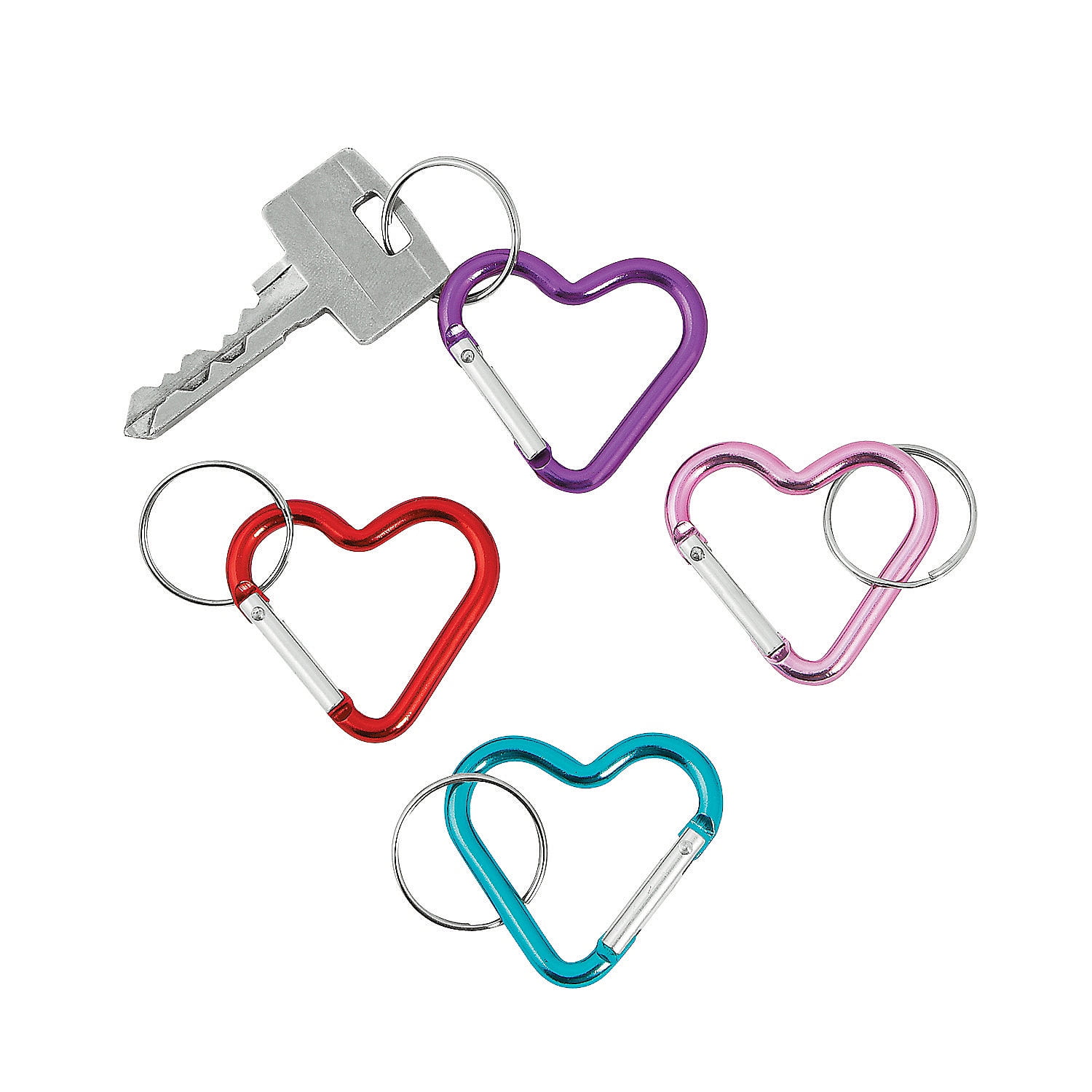2Pcs Aluminum Alloy Heart-Shaped Carabiner Key Chain Clip Hook Backpack Buckle 