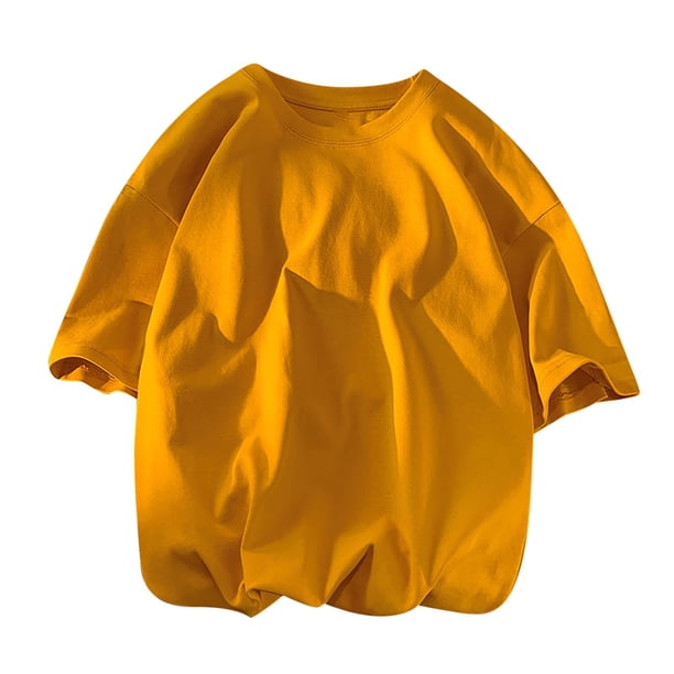 Camiseta de Manga Larga de Cuello Redondo de Manga Corta Casual para Hombres, Clásico de Color Sólido Superior, Camisetas de Manga Larga
