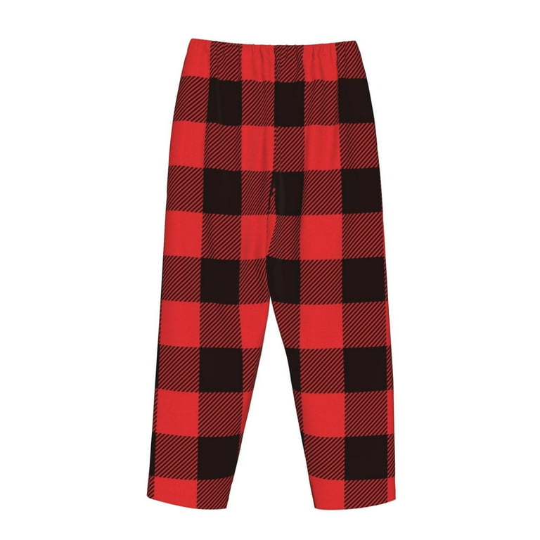 Bingfone Pajamas For Women Buffalo Plaid Red Black Pajama Pants With Pockets Large