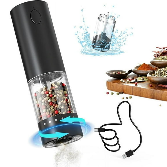 Rechargeable Electric Pepper Grinder Salt Mill 70ml White LED Light and External Adjustable Coarseness