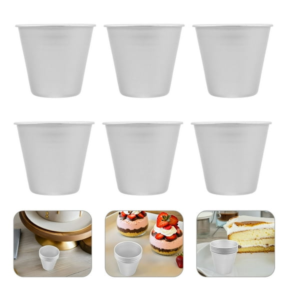 Luxshiny 6Pcs Silver Metal Popover Pans Nonstick Cupcake Baking Tins for Multilayered Desserts