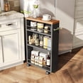 thumbnail image 3 of Tribesigns 4 Tier Slim Storage Cart with Wheels, Rolling Kitchen Cart Utility Cart with Storage Shelf, Black, 3 of 17
