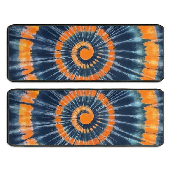 Kitchen Rugs Sets Of 2,Orange Blue Tie Dye Mandala Pattern Anti Fatigue Kitchen Mat Rugs Non Slip Washable,Decorative Kitchen Floor Mats for Kitchen,Sink,Laundry,17"x47" 17"x47"