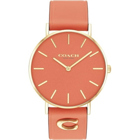 Coach 14503922 Perry Coral Pink/Gold Tone Dial Coral Pink Leather Band Women's Watch