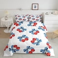 thumbnail image 2 of Feelyou Cartoon Ribbon Cherry Full Size Comforter Sets for Child, Fashion Bow-tie Blue Bedding Comforter Set, Kawaii Princess Bow Reversible Bedding Sets, Super Cozy Room Decor, 3pcs, 2 of 8