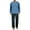 Light Blue, variant on Mens 2 Piece Pajama Set Long Sleeve Raglan Shirt and Elastic Waist Pjs Plaid Pants Comfy Loose Homewear (XL, Green 03)
