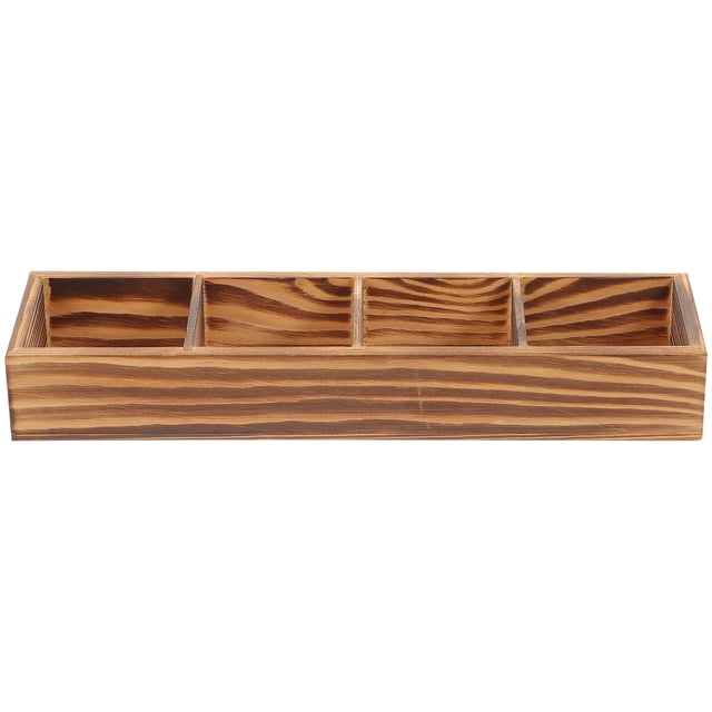 Milisten Wooden Tea Bag Box Compartments Coffee Bag Holder Countertop Divided Storage Container