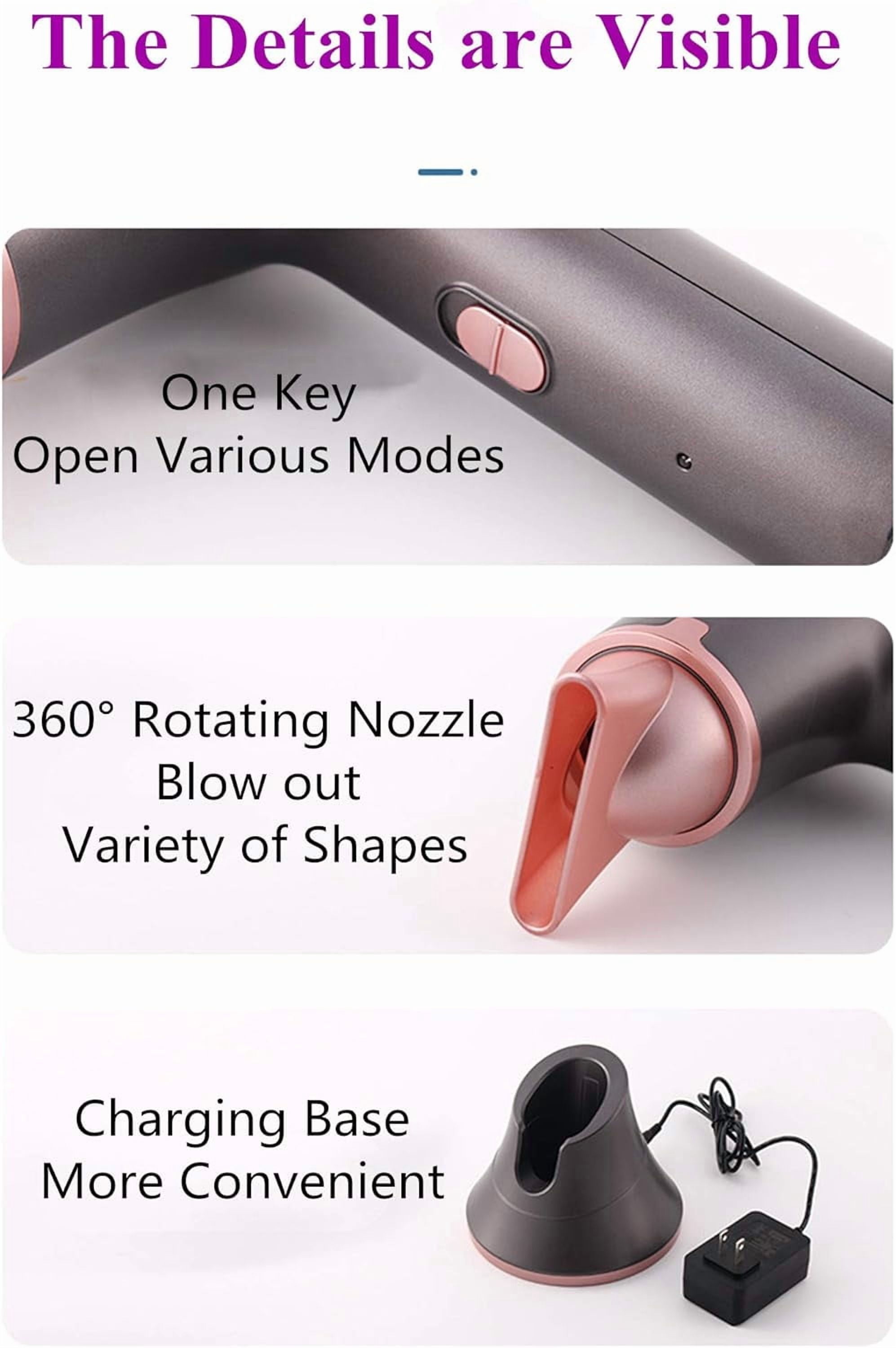 2025 Cordless Hair Dryer with Charging Base – 5000mAh Portable Blow Dryer, Hot & Cold Air Modes(Gray)
