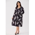 thumbnail image 3 of TIYOMI Women's Fall Maxi Dress Plus Size 5x Black Floral Long Sleeve V Neck Adjustable Drawstring Dress Flowy Cocktail Party Dresses for Curvy Women Maxi Fall Spring Formal Dresses 5XL 28W, 3 of 7