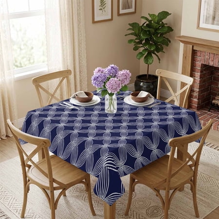 Modern Geometric Square Tablecloth 60x60 Inch Abstract Vintage Waterproof Polyester Tablecloth for Dining Table Washable Table Cover for Kitchen Dining Room Wedding Decoration Stain Resistant
