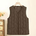 thumbnail image 2 of Htigea Women's Warm Quilted Vest Lightweight Zip Up Sleeveless Jackets Side Stretchy Short Gilet with Pockets Coffee XXL, 2 of 5