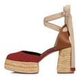 thumbnail image 2 of YDN Women Platform Espadrilles Block Mid Heels Closed Pointed Toe Ankle Wrap Sandals Comfortable Dressy Daily Pumps Size 9 Red, 2 of 4