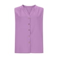 thumbnail image 6 of Womens Sleeveless Button Down Shirts Dressy Casual Summer Blouses V Neck Cotton Linen Tops Business Work Tank Top | CSEONE,Purple M, 6 of 8
