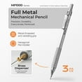 thumbnail image 2 of Nicpro 3 Pcs 0.9 mm Metal Mechanical Pencils, with 6 Tubes HB Lead Refills, 3Pcs Erasers, Erasers Refills, Drafting Pencil Set with Case - Silver, 2 of 7