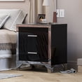 thumbnail image 3 of CQSXDA Contemporary High Gloss Mirrored Nightstand with 2 Drawers , Modern End Table for Bedroom and Living Room Use, Black, 3 of 12
