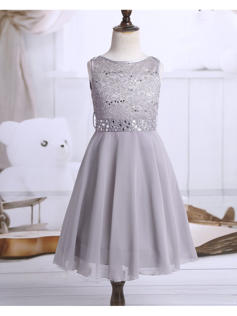 Yartina Girls Sparkle Belt Sequin Lace Flower Girl Bridesmaid Wedding Party  Dresses Ball Gown Gray 14 - Walmart.com