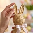 thumbnail image 6 of Pgyong Rattan Effect Resin Easter Bunny Figurines Set of 3, Wicker Look Garden Statues with Bows for Spring Home Decor Indoor Outdoor Patio Table Centerpiece, 6 of 7