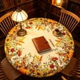 thumbnail image 7 of Fall & Thanksgiving Round Tablecloth, 47.3" Holiday Autumn Pumpkin Sunflower Orange Table Cloth, Farmhouse Waterproof Wipeable Fabric Table Cover for Outdoor Camping Home Party Decor, 7 of 7