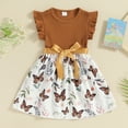 thumbnail image 2 of Bagilaanoe Little Girl Summer Dress Toddler Butterfly Print Fly Sleeve A-line Dresses with Belt 4T 5T 6T 7T Kids Casual Swing Sundress, 2 of 7