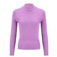 thumbnail image 6 of ManxiVoo Women Knit Pullover Semi High Neck Classic Stripe Thick Warm Soft Sweater for Everyday Comfort M Size Purple, 6 of 8
