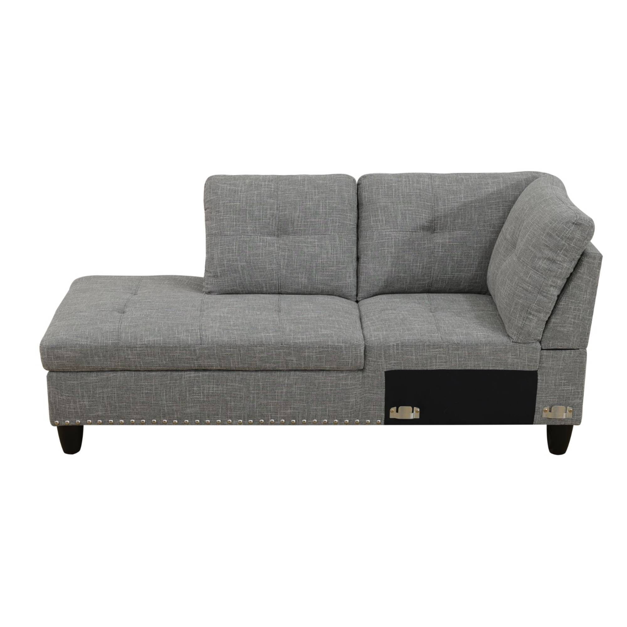 L Shaped Sectional Couches, Modular Corner Sofa with Cup Holder Lounge Sofa with Left Chaise for Living Room, Light Grey