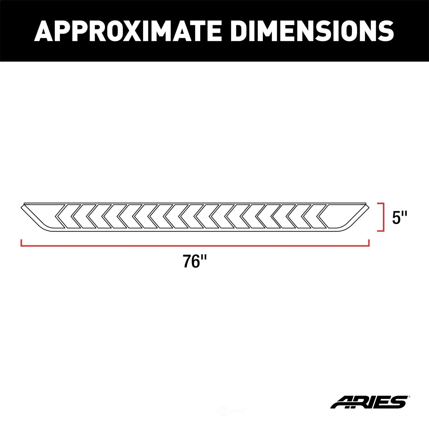 ARIES 2051876 AeroTread 5in. x 76in. Polished Stainless Running Boards (No Brackets), Brackets Sold