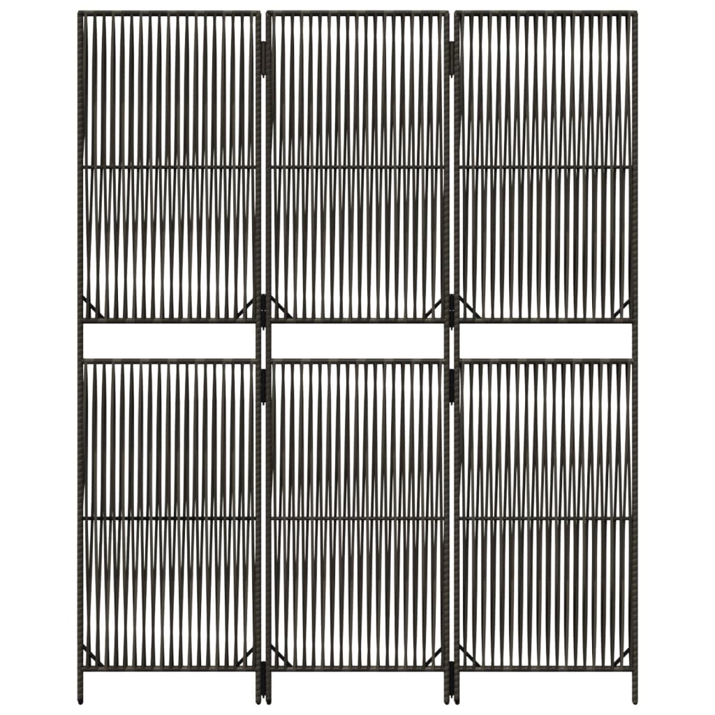 vidaXL Room Divider 3 Panels Gray Poly Rattan