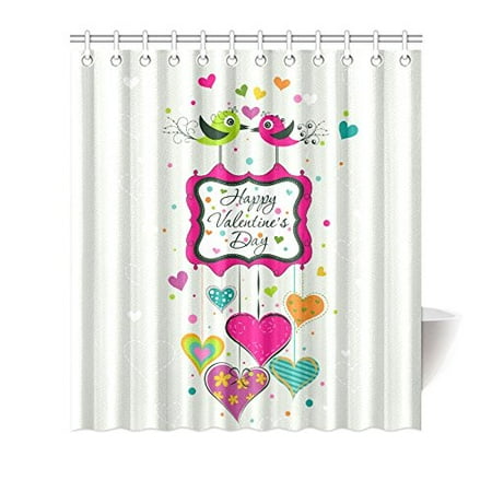 Artjia Waterproof Shower Curtain Happy Valentines Day Lovely